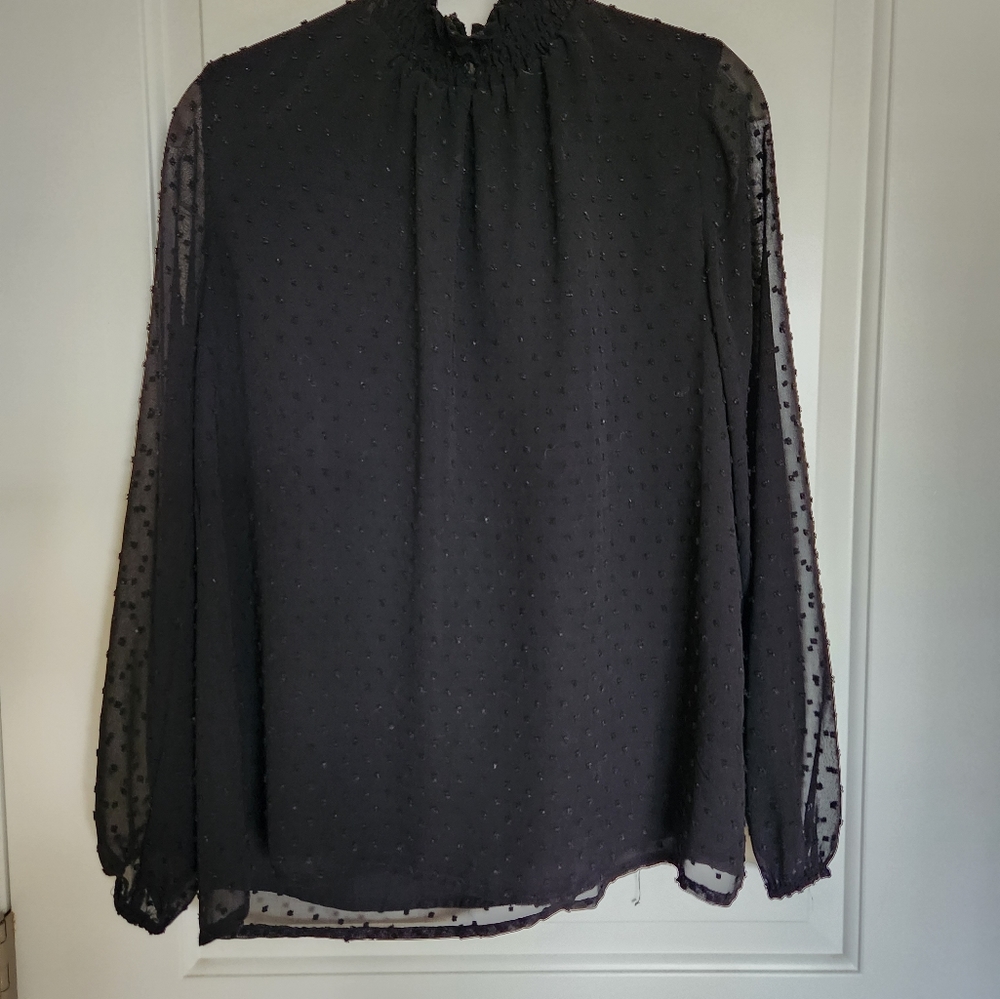 Black top with sheer sleeves